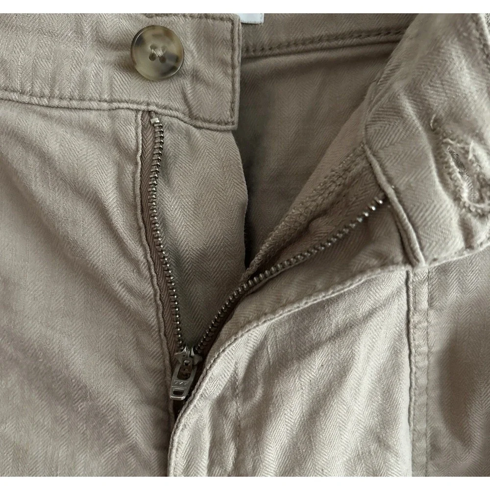 Evereve Joelle Stretch Linen Trouser Wide Leg Khaki Sz 32 Retail: $158‎